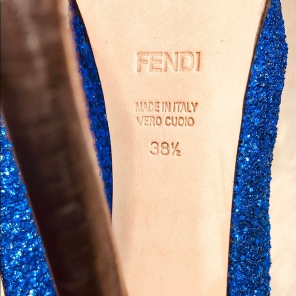 Fendi Shoes - Fendi Royal Blue Glitter Pumps w/Logo